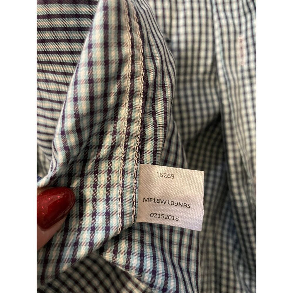 Peter Millar Men's Short Sleeve Button Down Sz L Silk Cotten Blend Blue Checkers - Picture 5 of 7